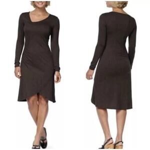 Horny Toad Pirouette Dress Asymmetric Organic Cotton Black Women's Med‎ Casual